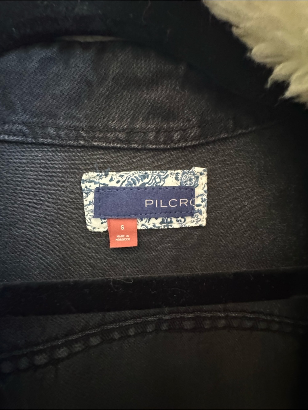 Anthropologie. Pilcro Sherpa-Collar Denim Jacket. Black denim. Sz Small. - Picture 6 of 7